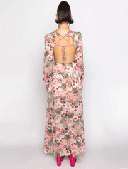 Tropical Print Waist Cut-Out Maxi Dress, Multicolor