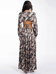 Waist Chain Belt with Cut-Outs Maxi Dress, Multicolor