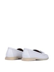 Chain Detail Almond Toe Loafers, White